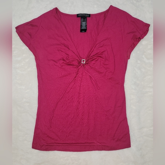 Kenneth Cole Pink Tie Front Blouse - Picture 1 of 6
